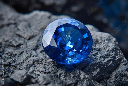 Blue sapphire on a rock
