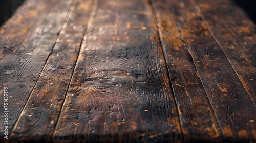 Old wooden table background and texture, Wooden table top with copy space, Generative AI illustrations.
