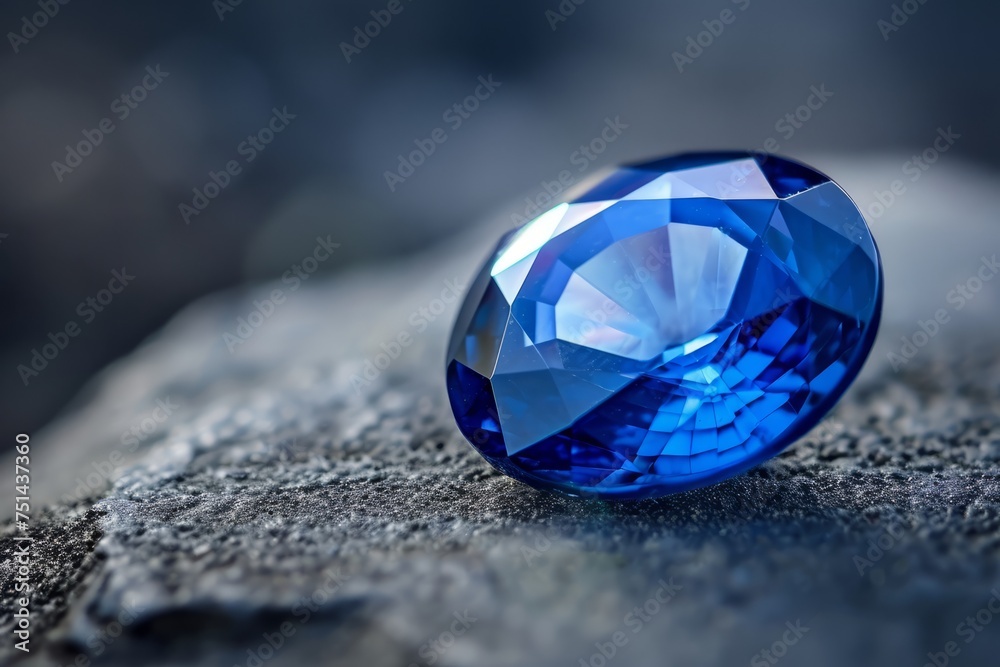 Blue sapphire on a rock Blue sapphire on a rock