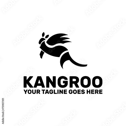 abstract kangaroo with wings logo template