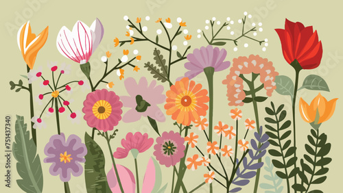Floral Bouquet Vector Artwork in Flat Design Style 
