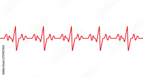 Red pulse line isolated on white background