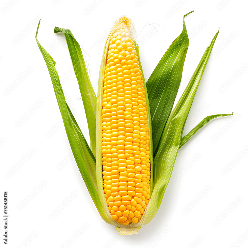 fresh corn top view isolated on white fresh corn top view isolated on white