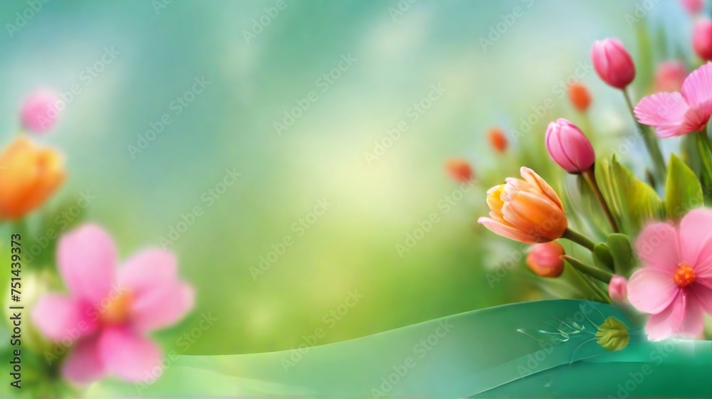 spring banner with copy space. beautiful background for posters, web, social media. ai generative