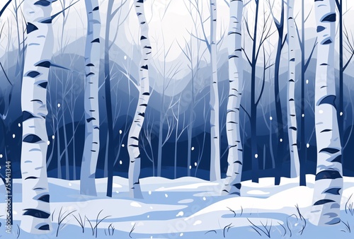 vector seamless snowy winter birch forest vector design