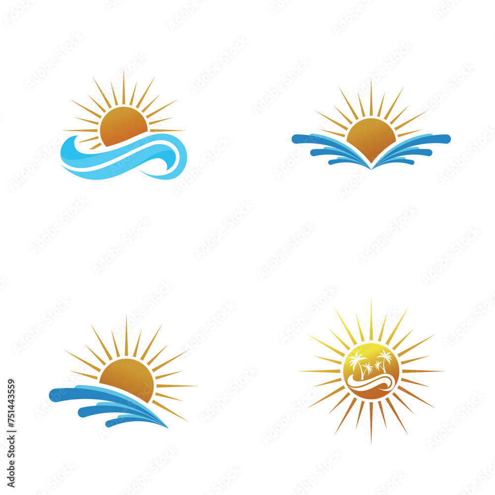 Sunset logo design icon set Sunset logo design icon set