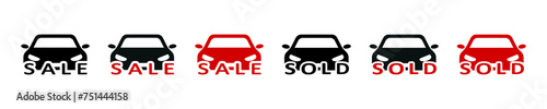 Sale transport modern symbol. Simple icon automobile sold out. Design sold black cars. Illustration sale car icon in vector design style