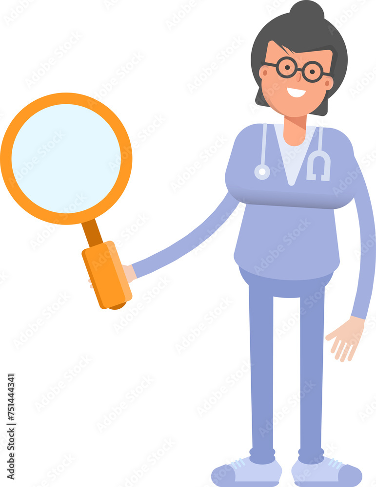 Female Doctor Character Holding Magnifier
Female Doctor Character Holding Magnifier