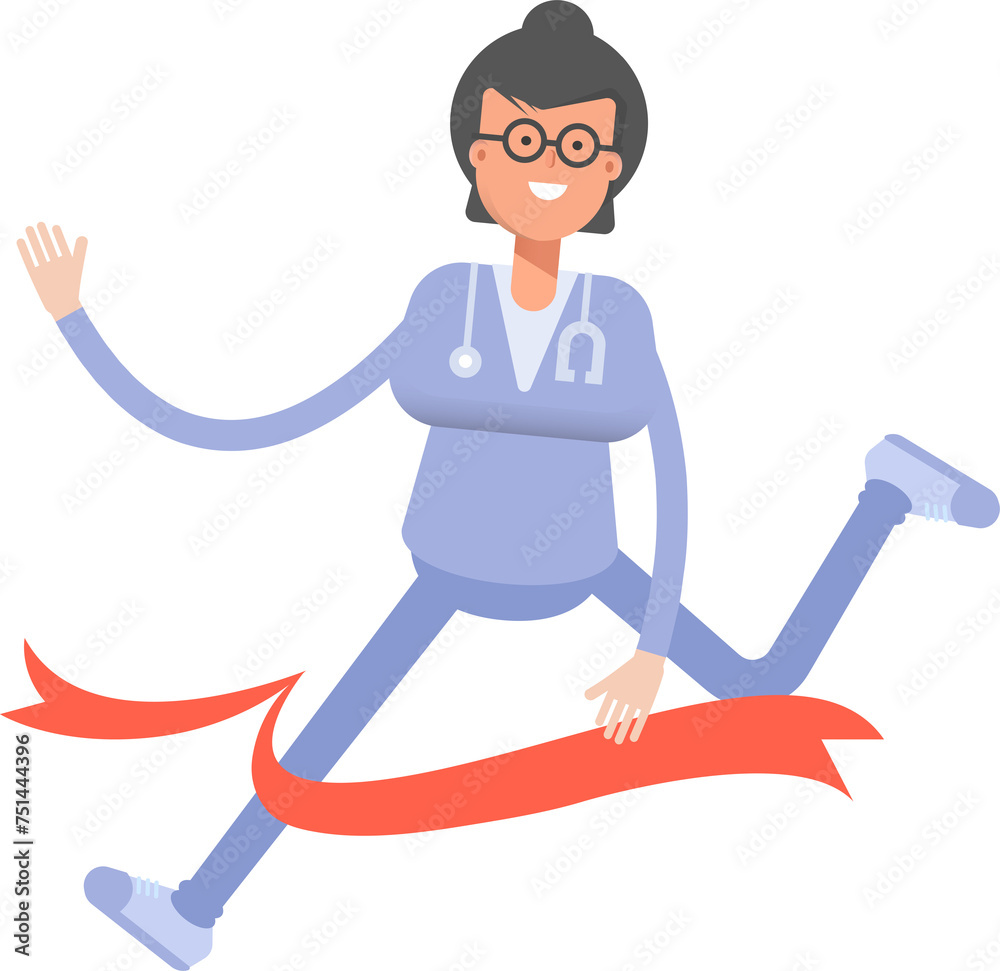 Female Doctor Character Running at Finish Line
Female Doctor Character Running at Finish Line
