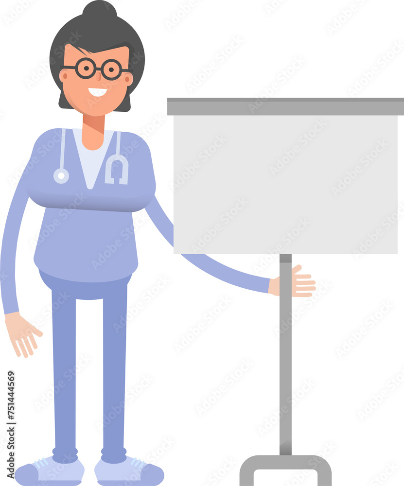 Female Doctor Character Presenting Whiteboard
Female Doctor Character Presenting Whiteboard