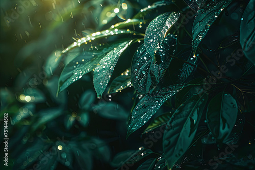 Water droplets on leaves