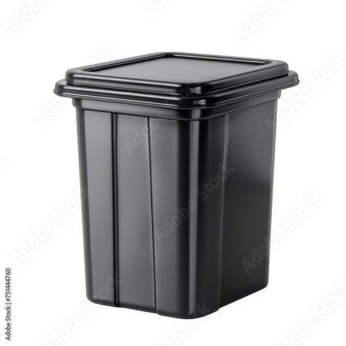 Black Trash Can on White Background, Transparent Background, Cut Out