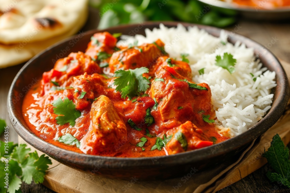 Bowl of rice and chicken curry Bowl of rice and chicken curry