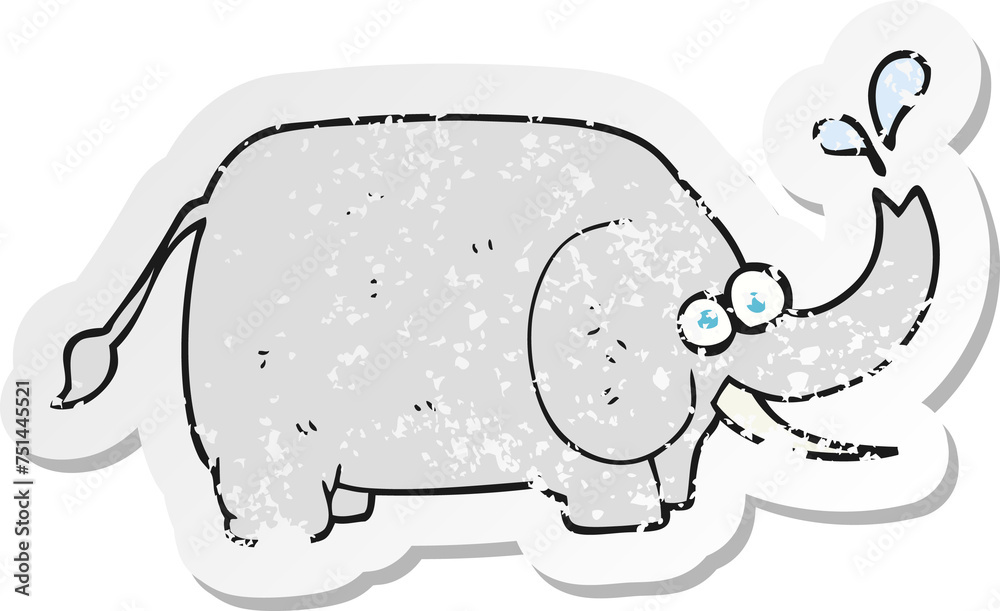 retro distressed sticker of a cartoon elephant