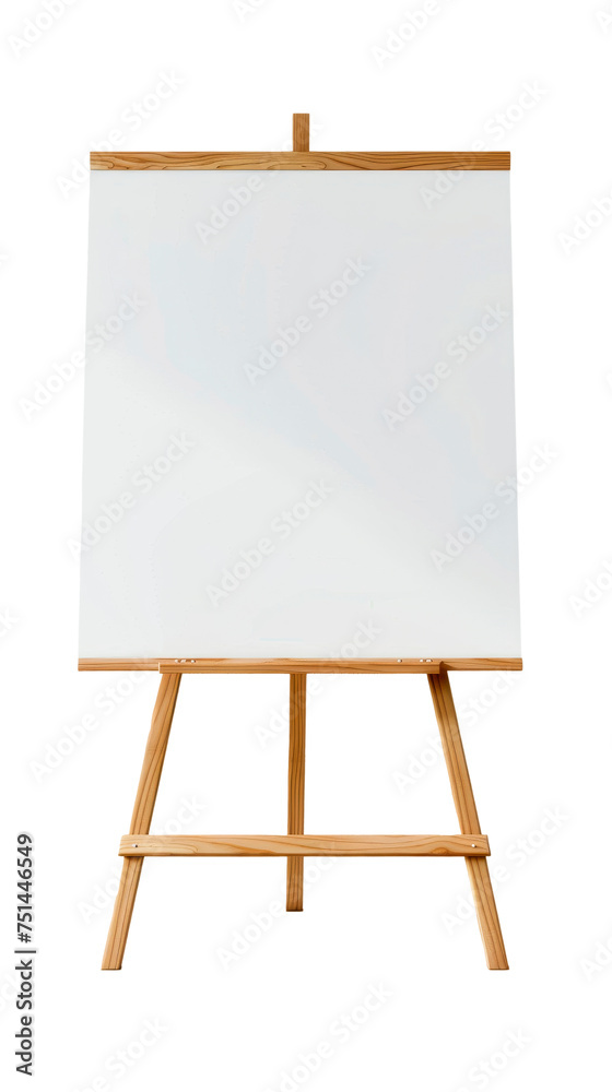 Easel With White Canvas, Transparent Background, Cut Out Easel With White Canvas, Transparent Background, Cut Out