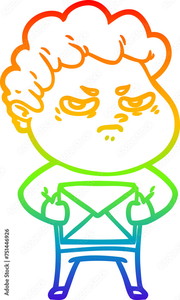 rainbow gradient line drawing cartoon angry man rainbow gradient line drawing cartoon angry man