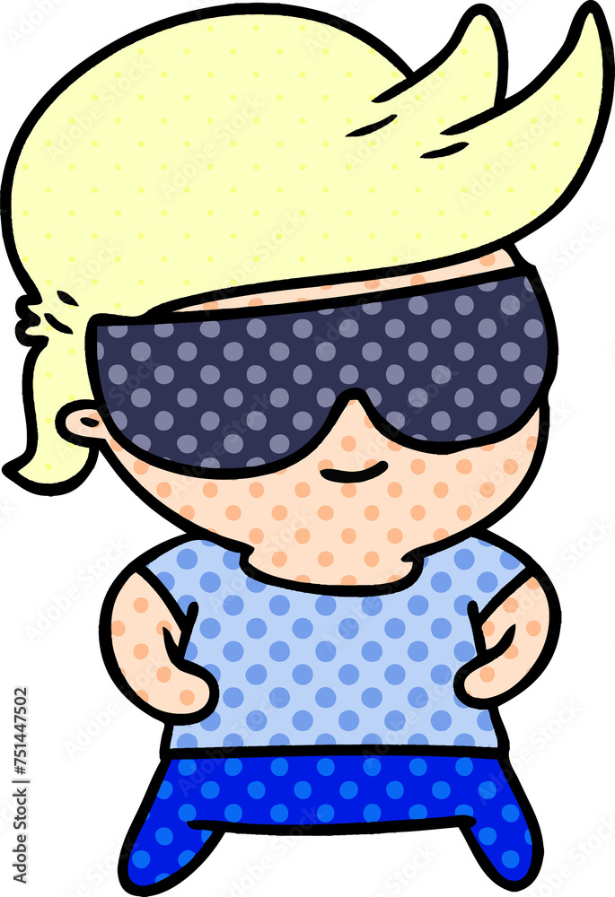 cartoon kawaii kid with shades cartoon kawaii kid with shades