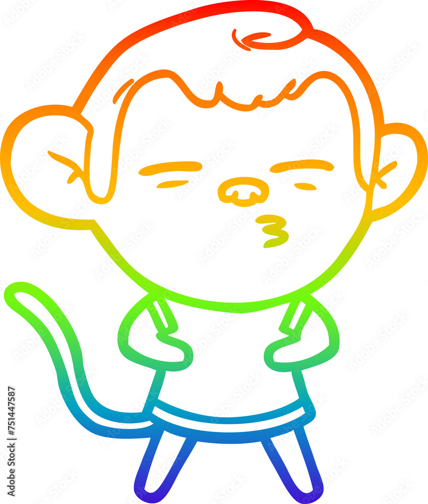 rainbow gradient line drawing cartoon suspicious monkey rainbow gradient line drawing cartoon suspicious monkey