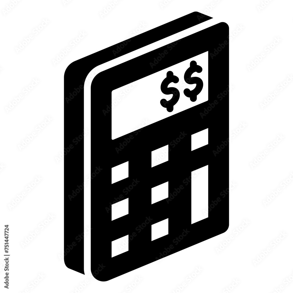 Calculator. glyph icon, related to market and economy theme. use for modern concept, UI or UX kit, app, and web development. Calculator. glyph icon, related to market and economy theme. use for modern concept, UI or UX kit, app, and web development.