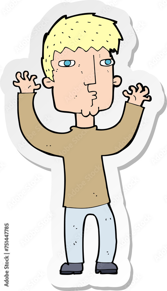 sticker of a cartoon anxious man sticker of a cartoon anxious man