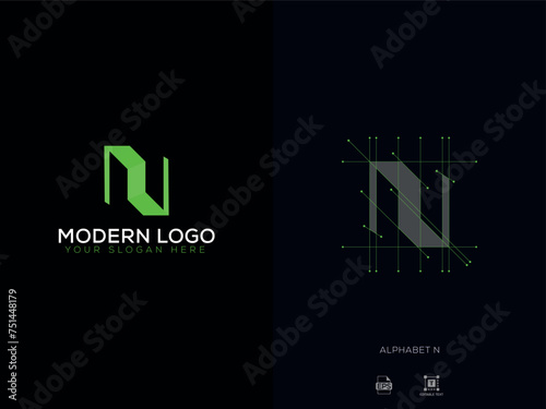 Alphabet N Modern Letter logo (ID: 751448179)