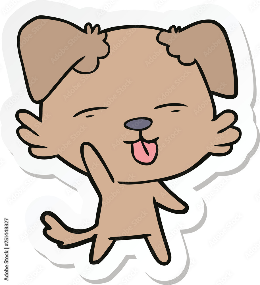 sticker of a cartoon dog sticking out tongue sticker of a cartoon dog sticking out tongue