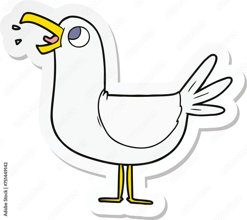 sticker of a cartoon seagull sticker of a cartoon seagull