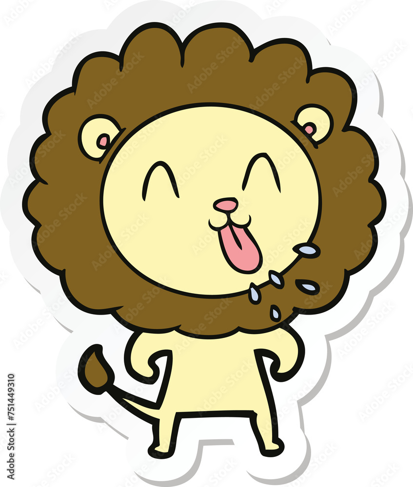 sticker of a happy cartoon lion sticker of a happy cartoon lion