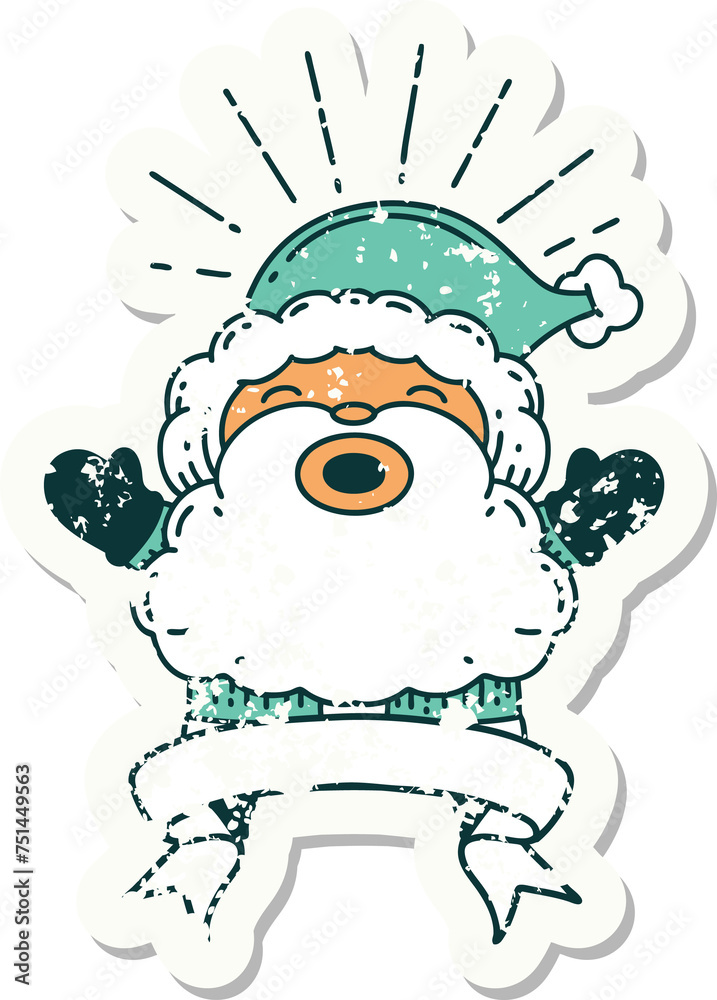 Fototapeta premium grunge sticker of tattoo style santa claus christmas character