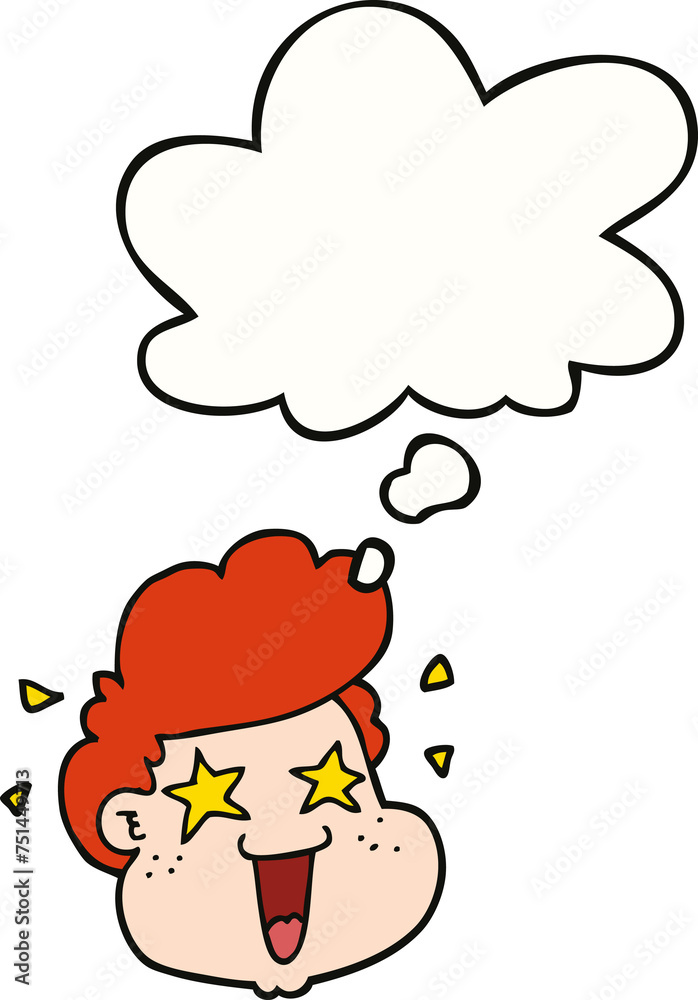 cartoon boy's face and thought bubble cartoon boy's face and thought bubble