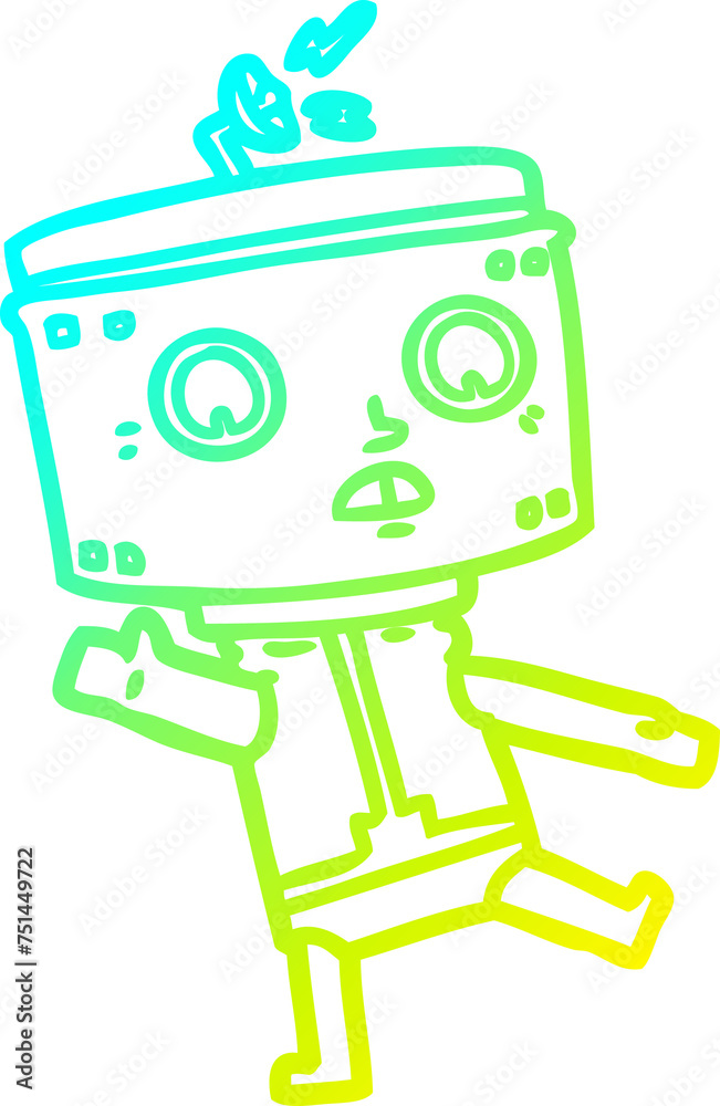 Obraz premium cold gradient line drawing cartoon robot