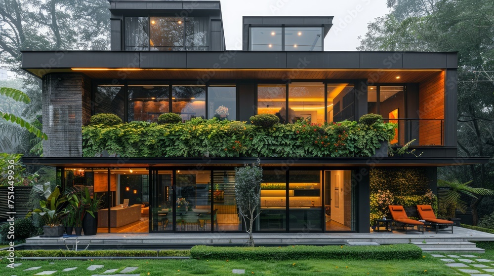 House Covered in Windows and Plants House Covered in Windows and Plants