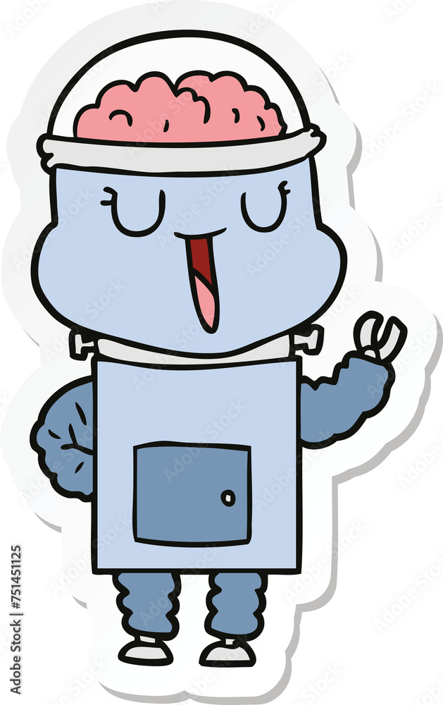 sticker of a happy cartoon robot sticker of a happy cartoon robot