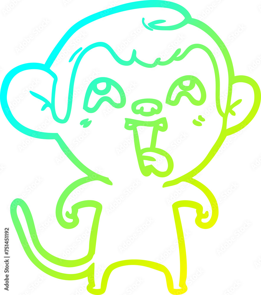 cold gradient line drawing crazy cartoon monkey cold gradient line drawing crazy cartoon monkey