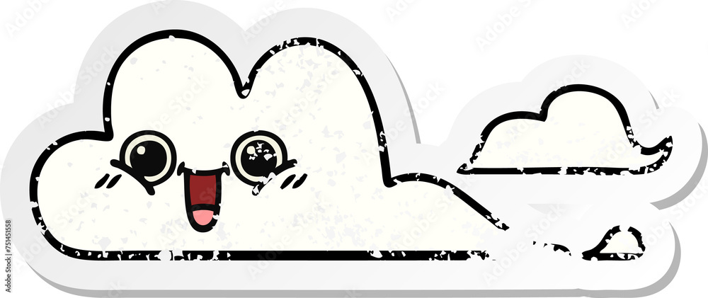 distressed sticker of a cute cartoon clouds distressed sticker of a cute cartoon clouds