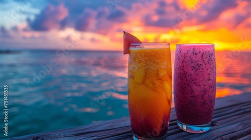 Drinks on Wooden Table