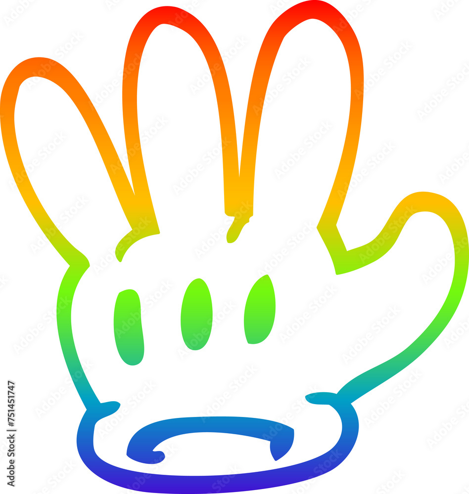 Fototapeta premium rainbow gradient line drawing traditional cartoon glove