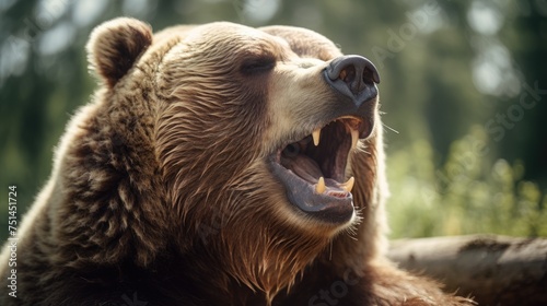 Close up of winking bear in natural environment