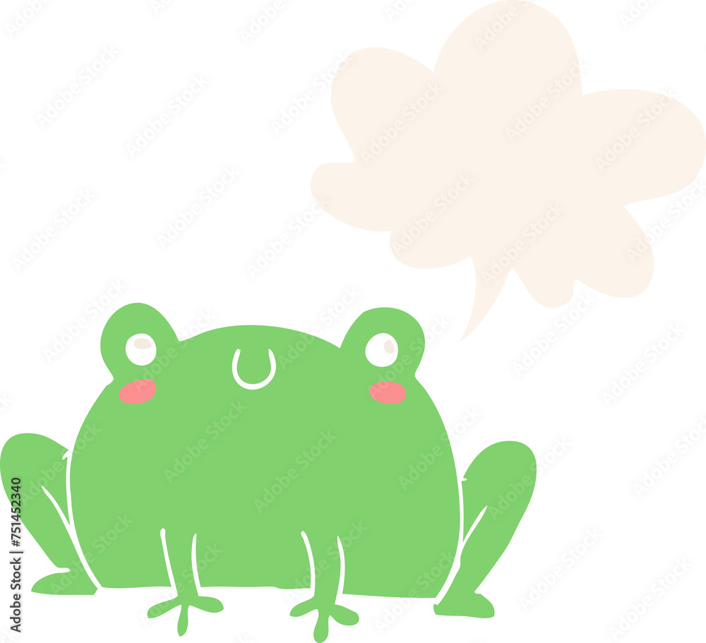 cartoon frog and speech bubble in retro style cartoon frog and speech bubble in retro style