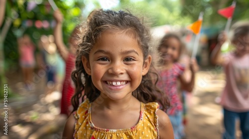 Group of Little Girls Standing Next to Each Other