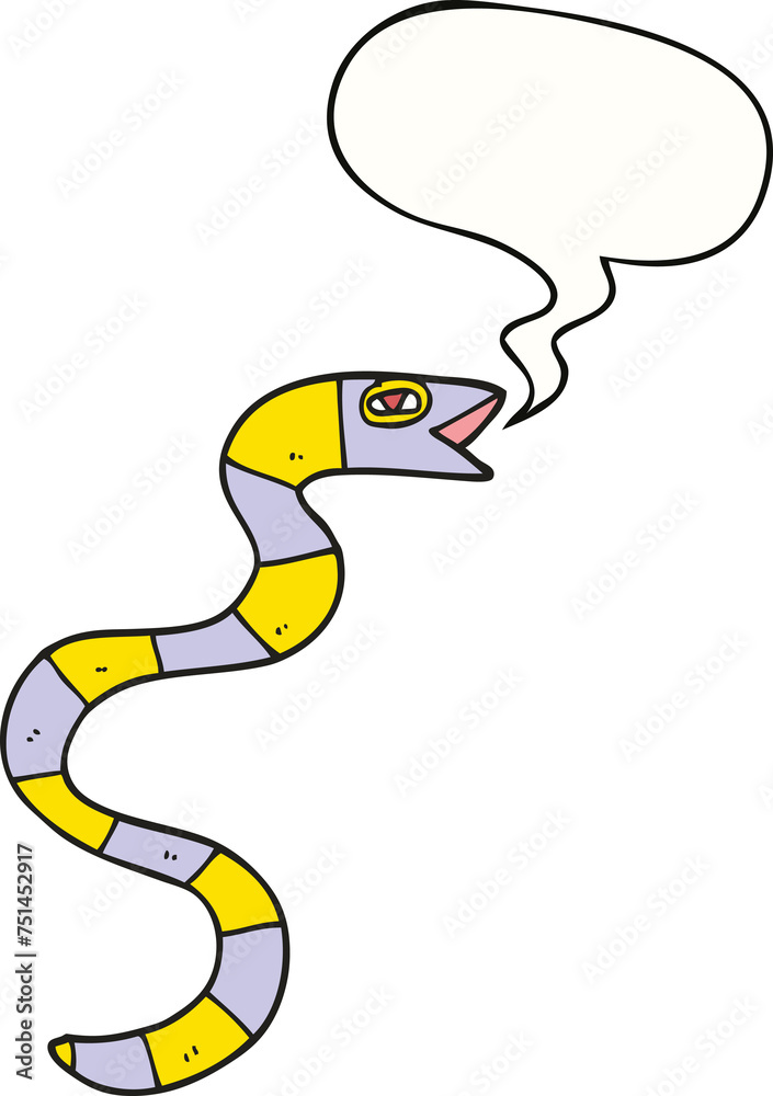 Fototapeta premium hissing cartoon snake and speech bubble