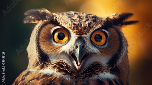 Funny cartoon owl with big eyes and smile © Muhammad