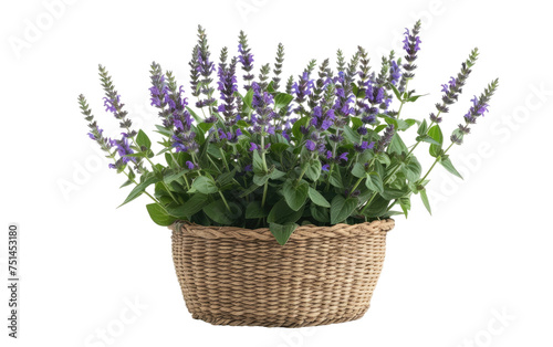 Scalloped Rattan Pot: Salvia Edition isolated on transparent Background