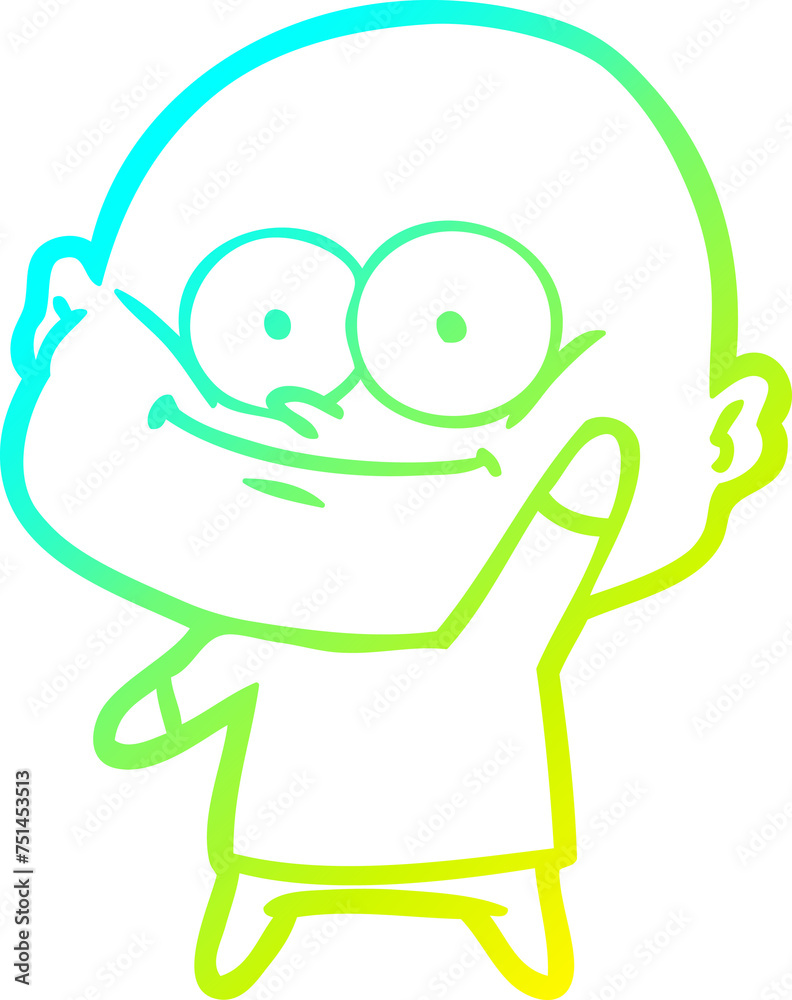 Obraz premium cold gradient line drawing cartoon bald man staring