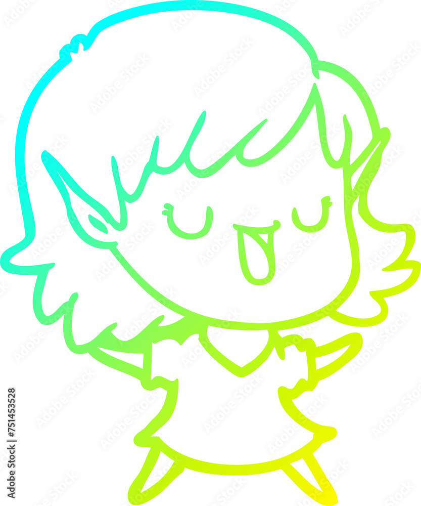 cold gradient line drawing cartoon elf girl cold gradient line drawing cartoon elf girl
