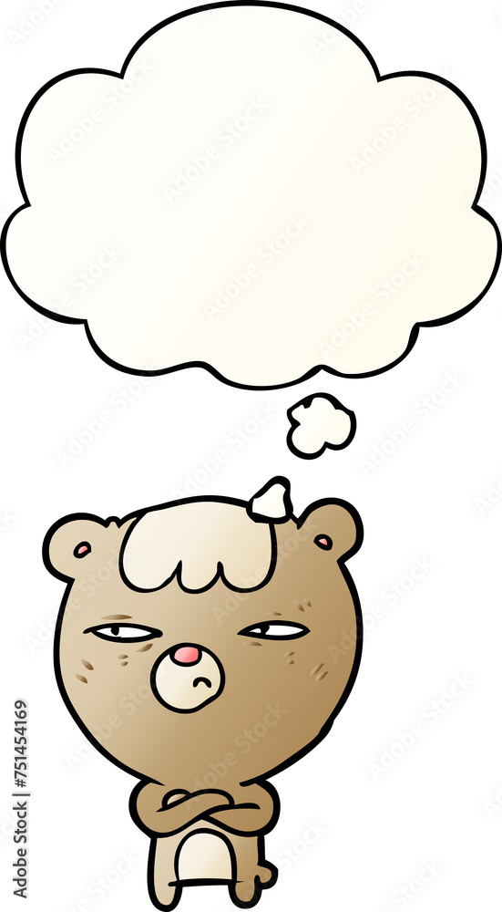 cartoon angry bear and thought bubble in smooth gradient style cartoon angry bear and thought bubble in smooth gradient style