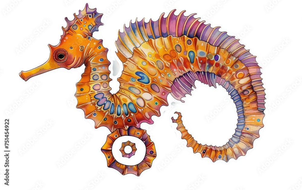 Sticker of a Seahorse isolated on transparent Background