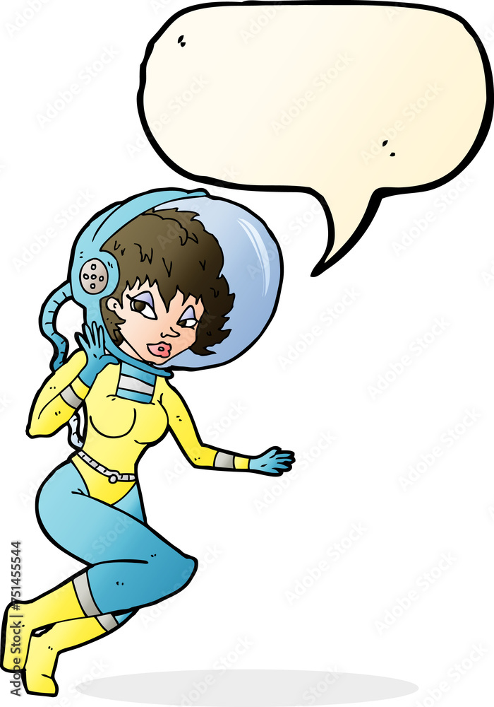 cartoon space woman with speech bubble cartoon space woman with speech bubble