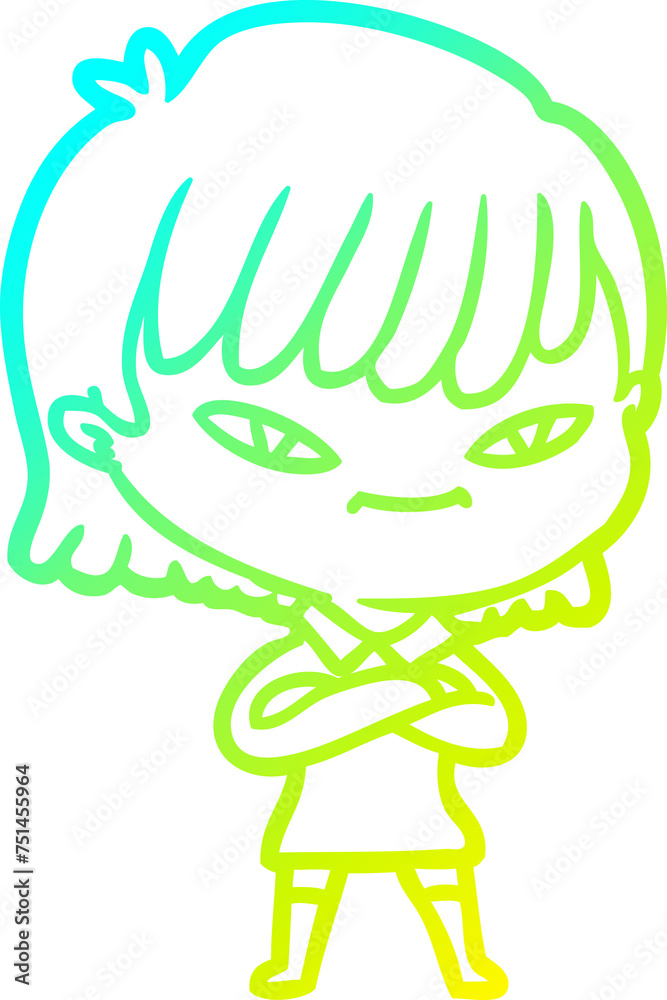 cold gradient line drawing cartoon woman cold gradient line drawing cartoon woman