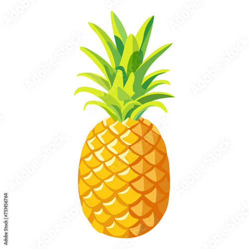 Vector image of pineapple on isolated white background.  Citrus fruit. Ripe and tasty product.